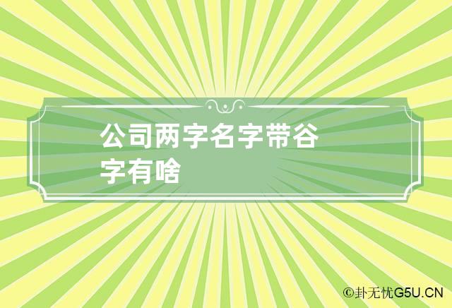 公司两字名字带谷字有啥