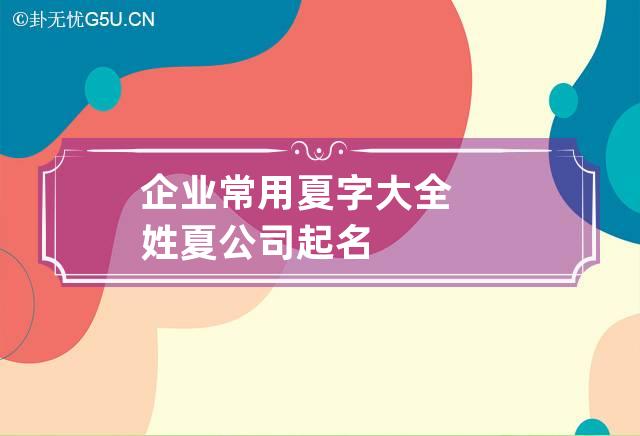 企业常用夏字大全 姓夏公司起名